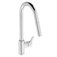 Ideal Standard Gusto single lever round C pull out spout kitchen mixer with bluestart technology