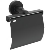 Ideal Standard IOM Silk Black Toilet Roll Holder with Cover