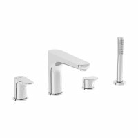 Vitra Root Deck Mounted Bath Mixer with Hand Shower - Chrome