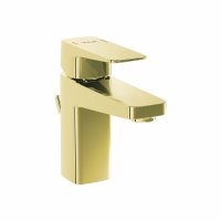 Vitra Root Square Compact Basin Mixer with Pop-up Waste - Gold