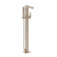 Vitra Root Square Floor-Standing Bath Mixer with Hand Shower - Brushed Nickel