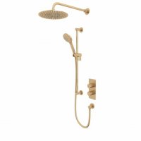 Tavistock Quantum Dual Function Shower System w/Riser Kit & Overhead Shower Brushed Brass