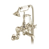 Booth & Co. Axbridge Cross Wall Mounted Bath Shower Mixer with Shower Kit - Nickel