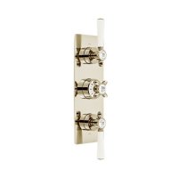 Booth & Co. Axbridge Cross 2 Outlet, 3 Handle Concealed Thermostatic Valve - Nickel