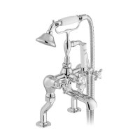 Booth & Co. Axbridge Cross Deck Mounted Bath Shower Mixer with Shower Kit - Chrome
