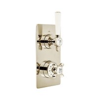 Booth & Co. Axbridge Cross 1 Outlet, 2 Handle Concealed Thermostatic Valve - Nickel