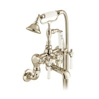 Booth & Co. Axbridge Lever Wall Mounted Bath Shower Mixer with Shower Kit - Nickel