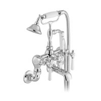 Booth & Co. Axbridge Lever Wall Mounted Bath Shower Mixer with Shower Kit - Chrome