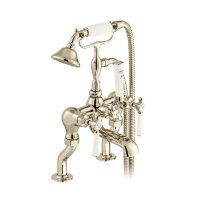 Booth & Co. Axbridge Lever Deck Mounted Bath Shower Mixer with Shower Kit - Nickel