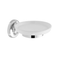 Booth & Co. Axbridge Ceramic Soap Dish and Holder - Chrome