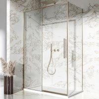 Dawn Asteria Brass 1000 x 900mm Slim Sliding Door with Side Panel Left Hand