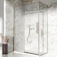 Dawn Asteria Brass 1200 x 800mm Slim Sliding Door with Side Panel Left Hand