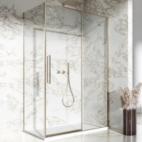 Dawn Asteria Brushed Brass 1000 x 800mm Slim Sliding Door with Side Panel Right Hand