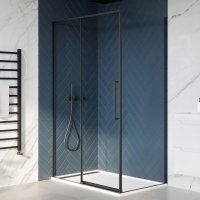 Dawn Asteria Black 1000 x 900mm Slim Sliding Door with Side Panel Left Hand