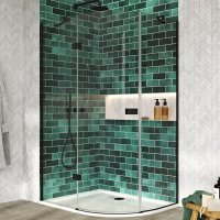 Dawn Athena Black 1200 x 900mm Hinged Offset Quadrant Shower Enclosure