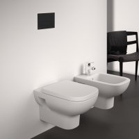 Ideal Standard i.life A Wall Hung Toilet + Concealed WC Cistern with Wall Hung Frame & Silk Black Flushplate