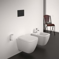 Ideal Standard i.life S Compact Wall Hung Toilet + Concealed WC Cistern with Wall Hung Frame & Silk Black Flushplate