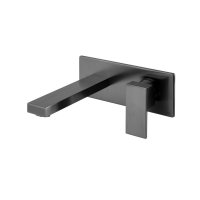 Vado Individual Notion Wall Mounted Single Lever Basin Mixer with Rectangular Backplate - Brushed Black