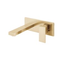 Vado Individual Notion Wall Mounted Single Lever Basin Mixer with Rectangular Backplate - Brushed Gold