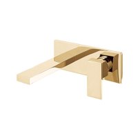 Vado Individual Notion Wall Mounted Single Lever Basin Mixer with Rectangular Backplate - Bright Gold