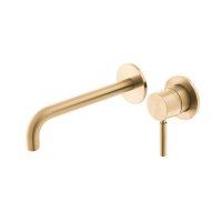Vado Individual Origins Slimline 2 Hole Wall Mounted Single Lever Basin Mixer with 180mm Spout - Brushed Gold
