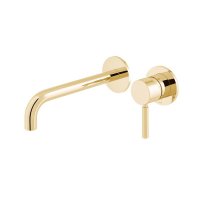 Vado Individual Origins Slimline 2 Hole Wall Mounted Single Lever Basin Mixer with 180mm Spout - Bright Gold