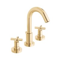 Vado Individual Elements 3 Hole Deck Mounted Basin Mixer with Pop-Up Waste - Bright Gold