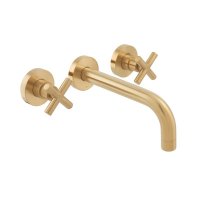 Vado Individual Elements 3 Hole Wall Mounted Basin Mixer with 200mm Spout - Brushed Gold