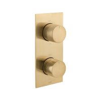 Vado Individual Knurled Accents 2 Outlet Thermostatic Shower Valve - Brushed Gold