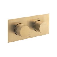 Vado Individual Knurled Accents 2 Outlet Thermostatic Shower Valve - Brushed Gold