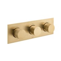 Vado Individual Knurled Accents 3 Outlet Thermostatic Shower Valve With All-Flow Function - Brushed Gold