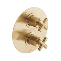 Vado Individual Elements 2 Outlet Thermostatic Shower Valve - Brushed Gold With Cross Handles
