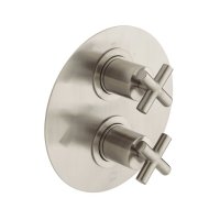 Vado Individual Elements 2 Outlet Thermostatic Shower Valve - Brushed Nickel With Cross Handles
