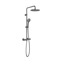 Vado Individual Adjustable Round Thermostatic Shower Column - Brushed Black