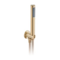 Vado Individual Showering Solutions Single Function Hand Held Shower Head With Hose, Bracket And Integrated Outlet - Brushed Gold