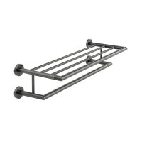 Vado Individual Spa Bathroom Towel Shelf With Towel Rail - Brushed Black 600mm (24")