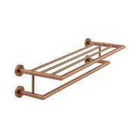 Vado Individual Spa Bathroom Towel Shelf With Towel Rail - Brushed Bronze 600mm (24")