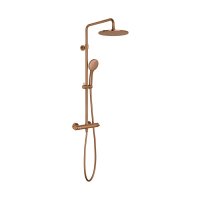 Vado Individual Adjustable Round Thermostatic Shower Column - Brushed Bronze