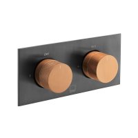 Vado Individual Knurled X Fusion 2 Outlet Thermostatic Shower Valve With All-Flow Function - Brushed Black/Bronze
