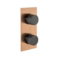 Vado Individual Knurled X Fusion 2 Outlet Tablet Thermostatic Concealed Valve - Brushed Bronze/Black