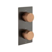 Vado Individual Knurled X Fusion 2 Outlet Tablet Thermostatic Concealed Valve with Knurled Handles - Brushed Black/Bronze