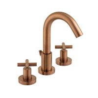 Vado Individual Elements 3 Hole Deck Mounted Basin Mixer Tap, With Cross Handles And Pop-Up Waste - Brushed Bronze