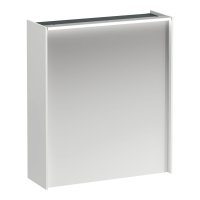 Laufen Lani Glossy White 600mm Illuminated Mirror Cabinet with 2 Glass Shelves - Left Hand