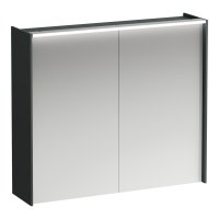 Laufen Lani Traffic Grey 800mm Illuminated 2 Door Mirror Cabinet with 2 Glass Shelves