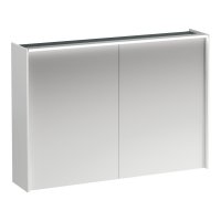 Laufen Lani Glossy White 1000mm Illuminated 2 Door Mirror Cabinet with 2 Glass Shelves