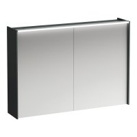 Laufen Lani Traffic Grey 1000mm Illuminated 2 Door Mirror Cabinet with 2 Glass Shelves