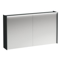 Laufen Lani Traffic Grey 1200mm Illuminated 2 Door Mirror Cabinet with 2 Glass Shelves