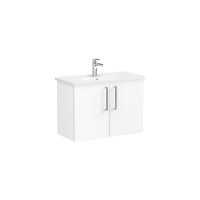 Vitra Root 80cm Compact Basin Unit with Two Doors - High Gloss White