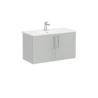 Vitra Root 100cm Basin Unit with Two Doors - High Gloss Pearl Grey