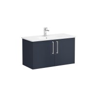 Vitra Root 100cm Basin Unit with Two Doors - Matt Dark Blue